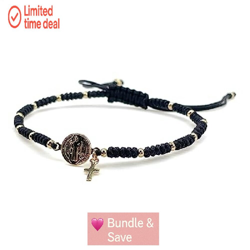 Adjustable Saint Benedict Protection Bracelet Gol… - image 7